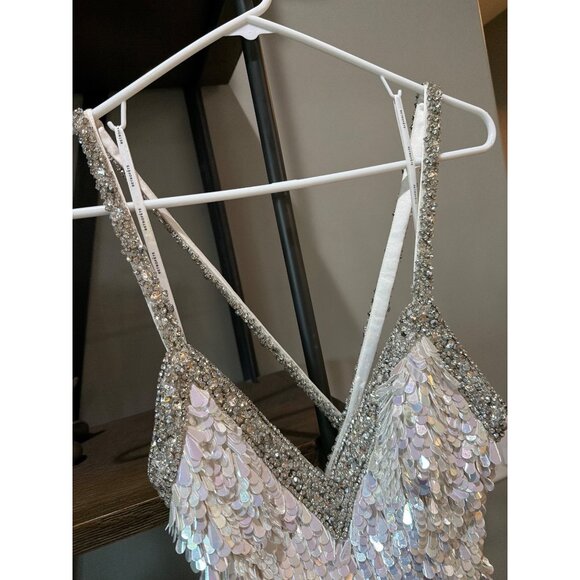retrofete Ivana Sequin Rhinestone Mini Dress White & Silver Womens Size XS - Picture 12 of 16